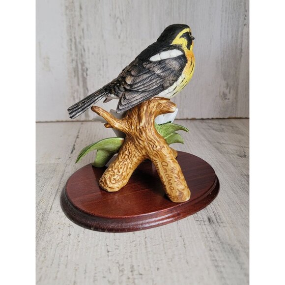 Andrea by Sadek Warbler 1993 vintage 9114 bird flower figure decor - Picture 5 of 8